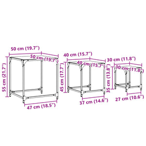 Satztische 3er Set Transparent Stahl