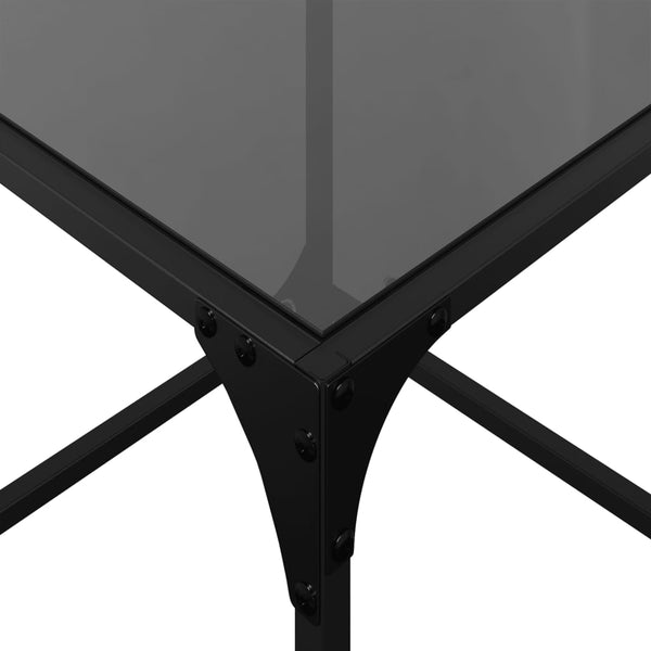 Satztische 3er Set Schwarz mit Glasplatte