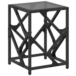 Schwarzer Couchtisch mit Glasplatte 30x30x41 cm