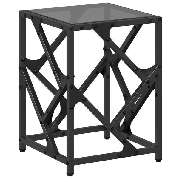 Schwarzer Couchtisch mit Glasplatte 30x30x41 cm