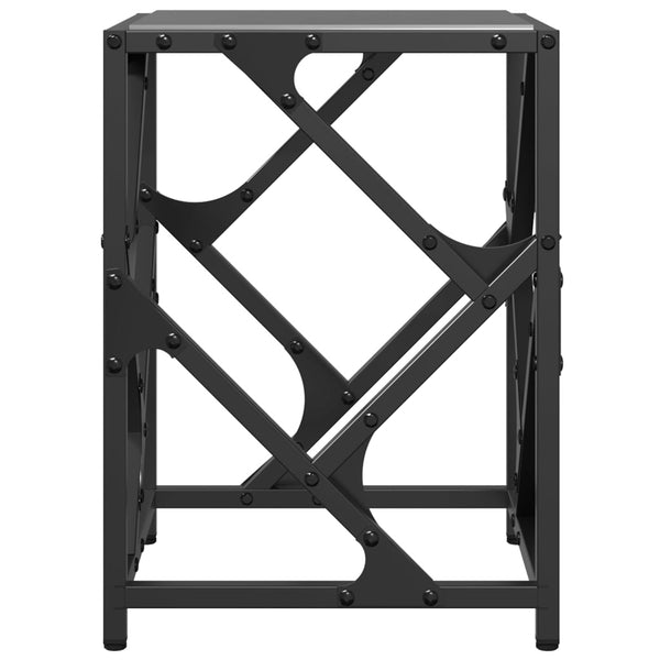 Schwarzer Couchtisch mit Glasplatte 30x30x41 cm