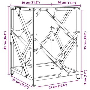 Schwarzer Couchtisch mit Glasplatte 30x30x41 cm