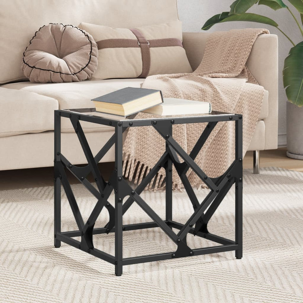 vidaXL Coffee Table with Glass Top Transparent 40x40x41 cm Steel