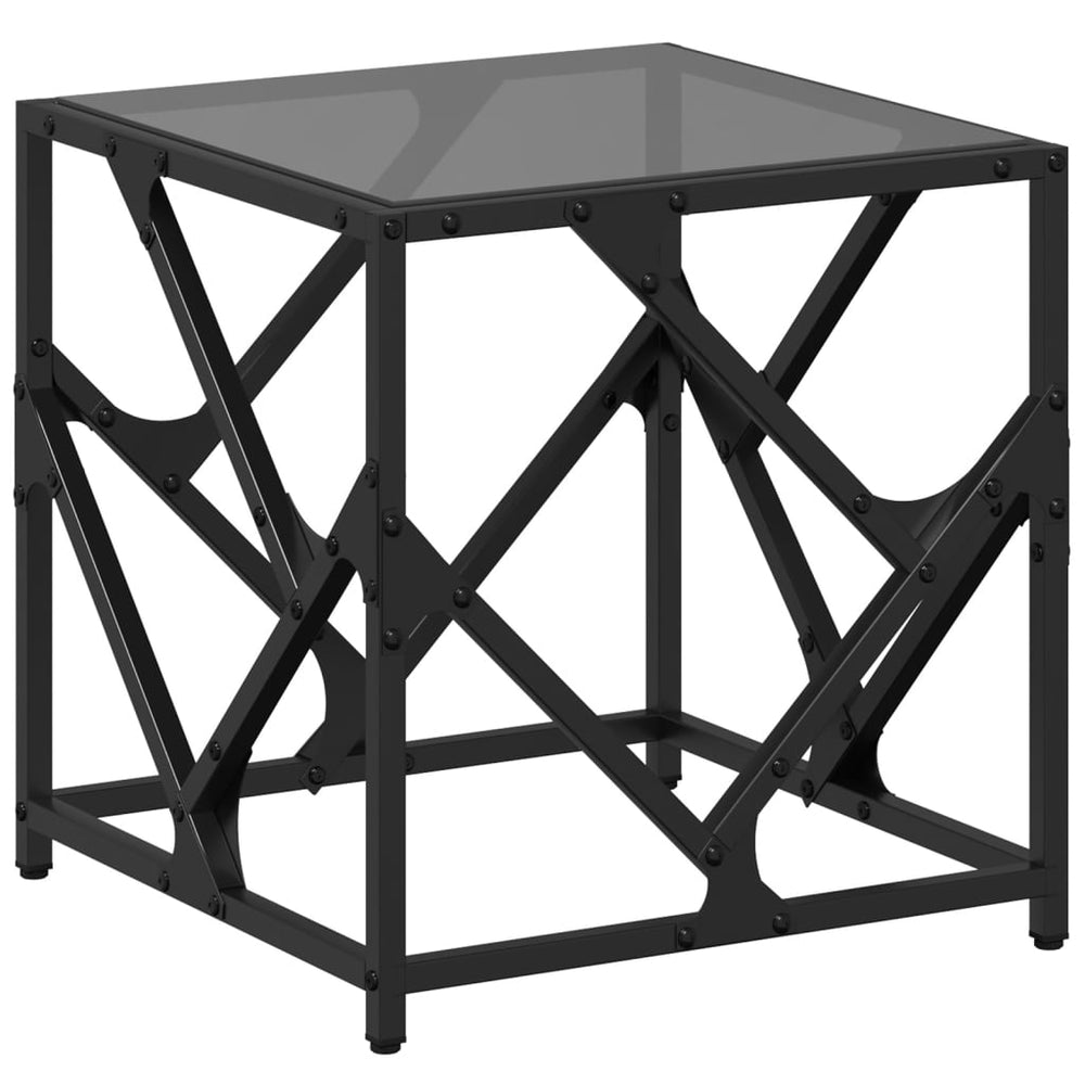 vidaXL Coffee Table with Glass Top Black 40x40x41 cm Steel