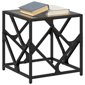 Schwarzer Couchtisch mit Glasplatte 40x40 cm