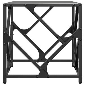 Schwarzer Couchtisch mit Glasplatte 40x40 cm