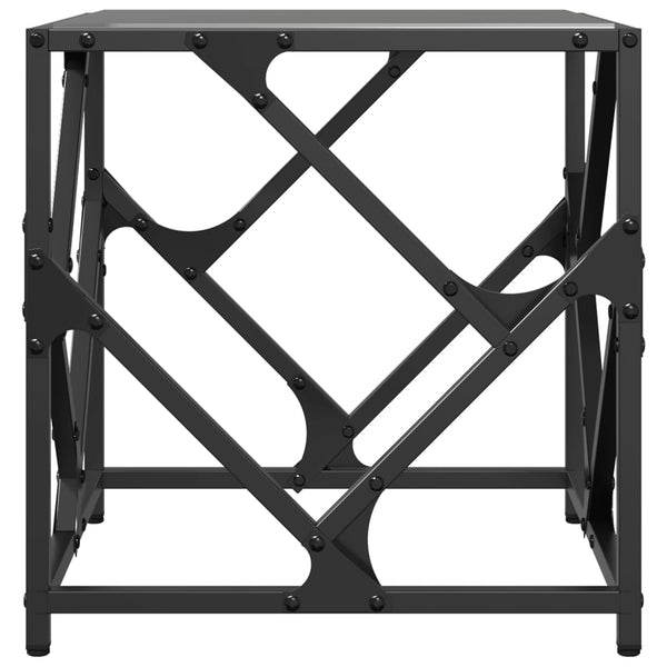 Schwarzer Couchtisch mit Glasplatte 40x40 cm