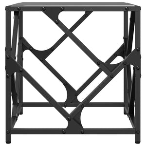Schwarzer Couchtisch mit Glasplatte 40x40 cm
