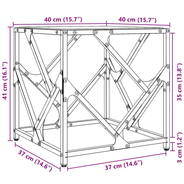 Schwarzer Couchtisch mit Glasplatte 40x40 cm