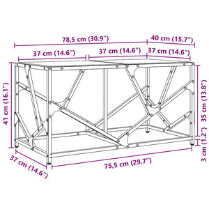 Couchtisch mit Glasplatte, 78,5 cm