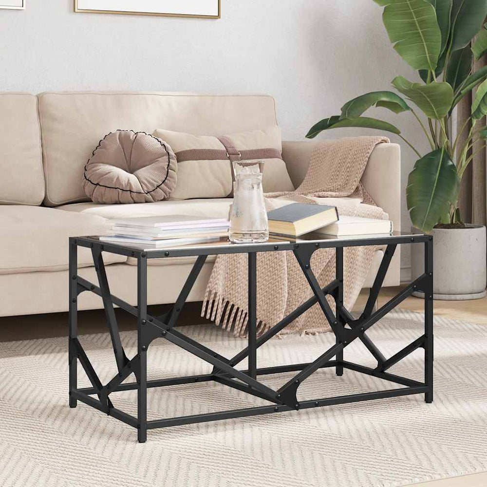 vidaXL Coffee Table with Glass Top Black 78.5x40x41 cm Steel