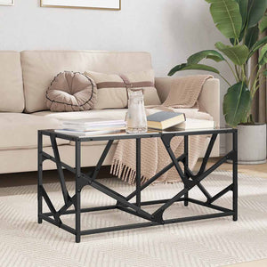 Schwarzer Couchtisch mit Glasplatte