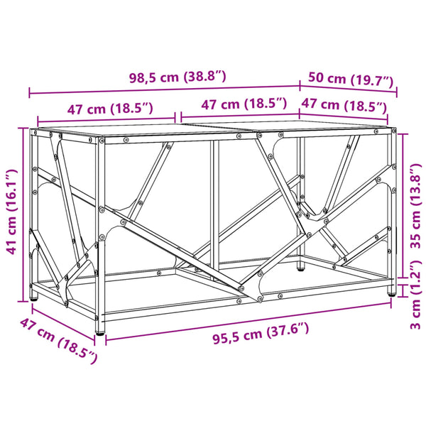 Couchtisch mit Glasplatte, 98,5 cm