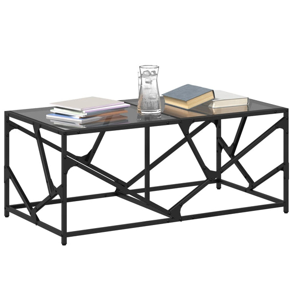 Schwarzer Couchtisch mit Glasplatte