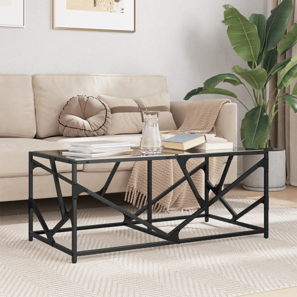 Schwarzer Couchtisch mit Glasplatte