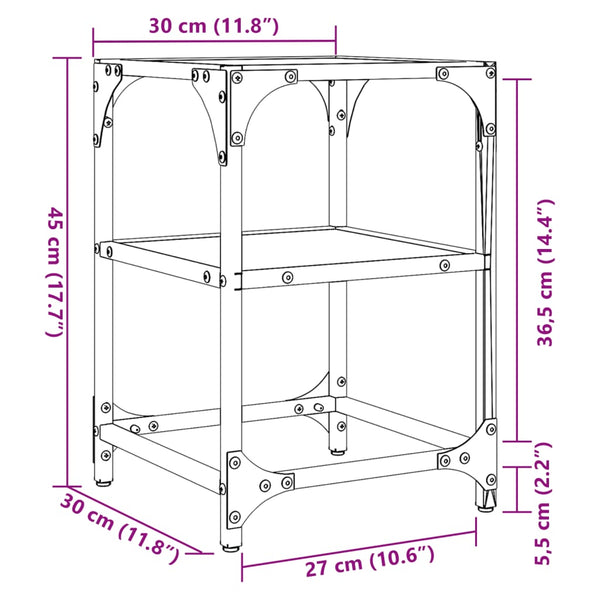 Couchtisch Glasplatte Transparent 30x30x45 cm