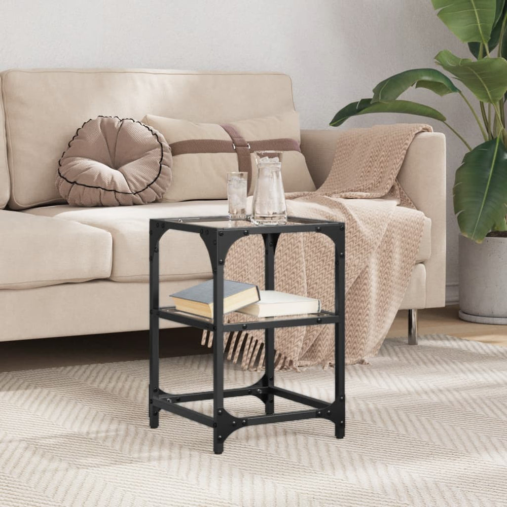 vidaXL Coffee Table with Glass Top Transparent 30x30x45 cm Steel