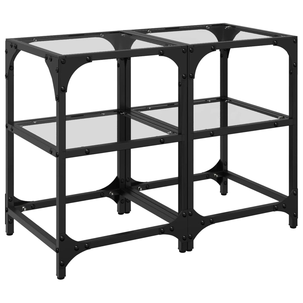 vidaXL Coffee Tables with Glass Top 2 pcs. Transparent 30x30x45 cm Steel