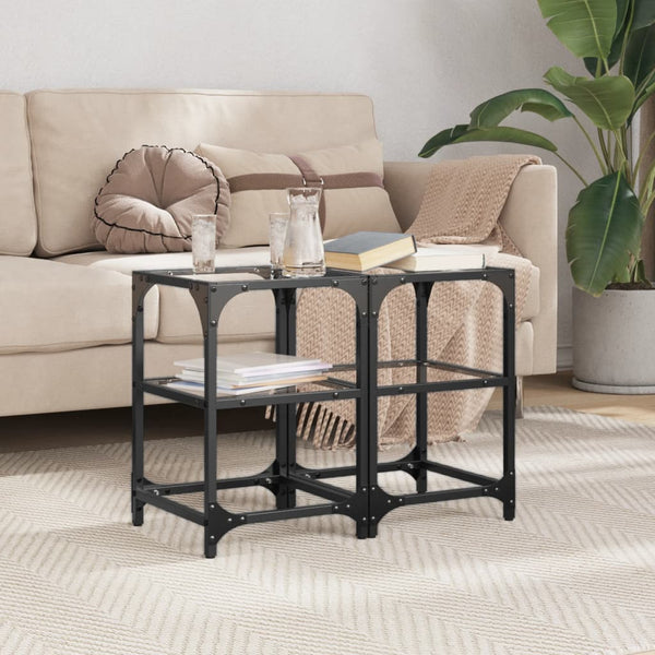 Couchtische mit Glasplatte, 2er-Set