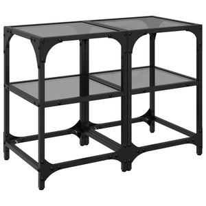 Schwarze Couchtische mit Glasplatte, 2er-Set