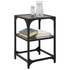 Schwarze Couchtische mit Glasplatte, 2er-Set