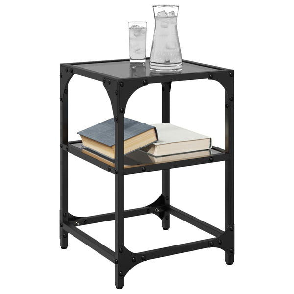 Schwarze Couchtische mit Glasplatte, 2er-Set