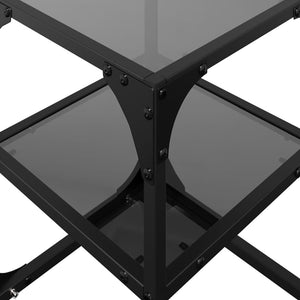 Schwarze Couchtische mit Glasplatte, 2er-Set