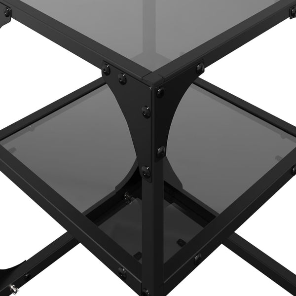 Schwarze Couchtische mit Glasplatte, 2er-Set