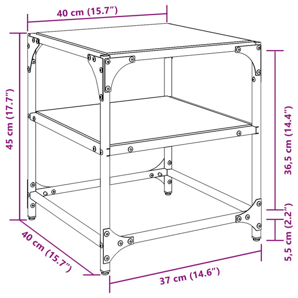 Couchtisch Glas Transparent 40x40 cm
