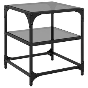 Schwarze Couchtische mit Glasplatte, 2er-Set