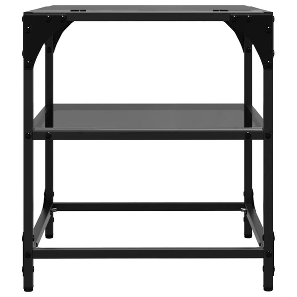 Schwarze Couchtische mit Glasplatte, 2er-Set