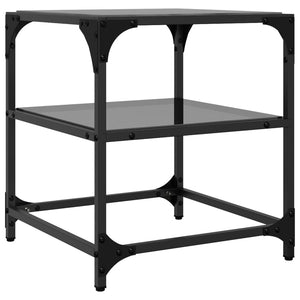 Schwarze Couchtische mit Glasplatte, 2er-Set
