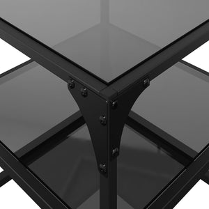 Schwarze Couchtische mit Glasplatte, 2er-Set