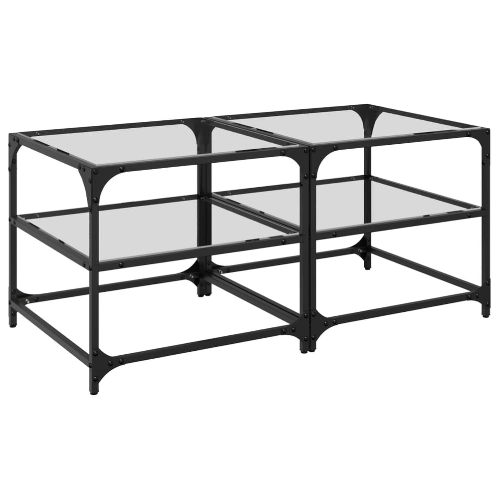 vidaXL Coffee Tables with Glass Tops 2 pcs. Transparent 50x50x45cm Steel