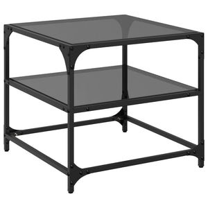 Couchtische mit Glasplatte, 2er-Set, Schwarz