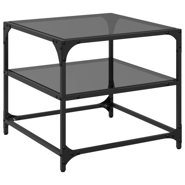 Couchtische mit Glasplatte, 2er-Set, Schwarz