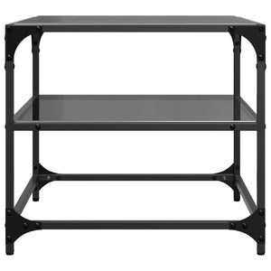 Couchtische mit Glasplatte, 2er-Set, Schwarz