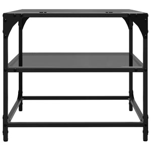 Couchtische mit Glasplatte, 2er-Set, Schwarz