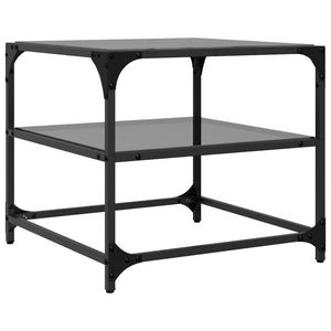 Couchtische mit Glasplatte, 2er-Set, Schwarz