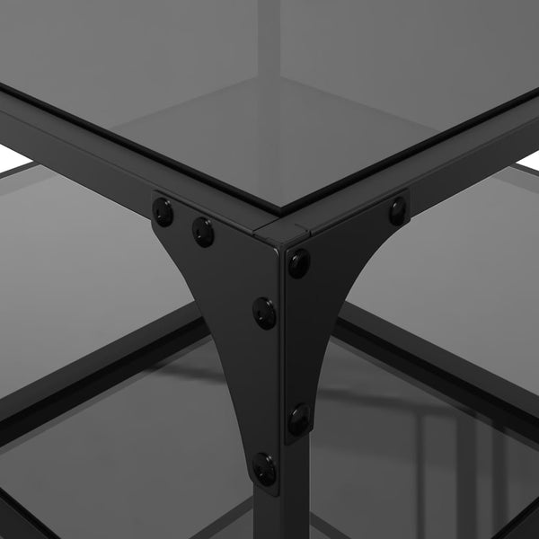 Couchtische mit Glasplatte, 2er-Set, Schwarz