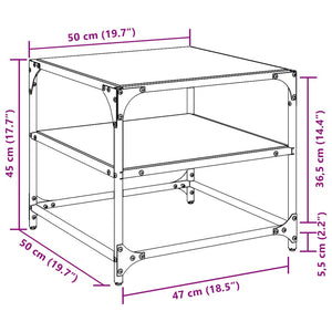 Couchtische mit Glasplatte, 2er-Set, Schwarz