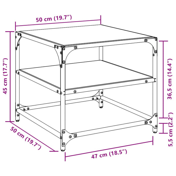 Couchtische mit Glasplatte, 2er-Set, Schwarz