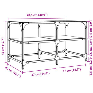Couchtisch mit Glasplatte, 78,5 cm