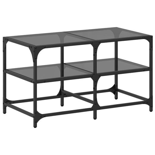 Couchtisch Schwarz mit Glasplatte 78,5x40x45 cm