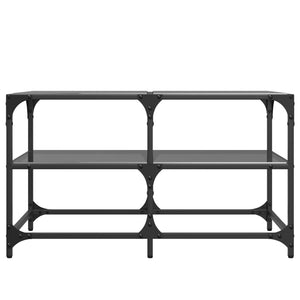 Couchtisch Schwarz mit Glasplatte 78,5x40x45 cm