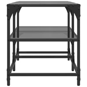 Couchtisch Schwarz mit Glasplatte 78,5x40x45 cm