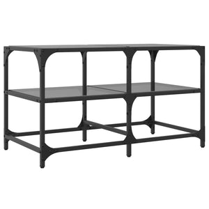 Couchtisch Schwarz mit Glasplatte 78,5x40x45 cm