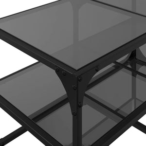 Couchtisch Schwarz mit Glasplatte 78,5x40x45 cm