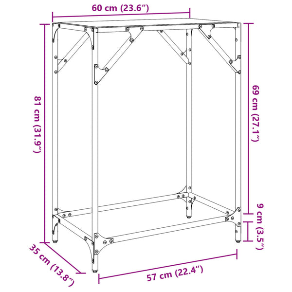 Konsolentisch Transparent Glas Stahl 60x35x81cm