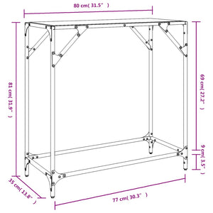 Schwarzer Konsolentisch mit Glasplatte 60x35x81 cm
